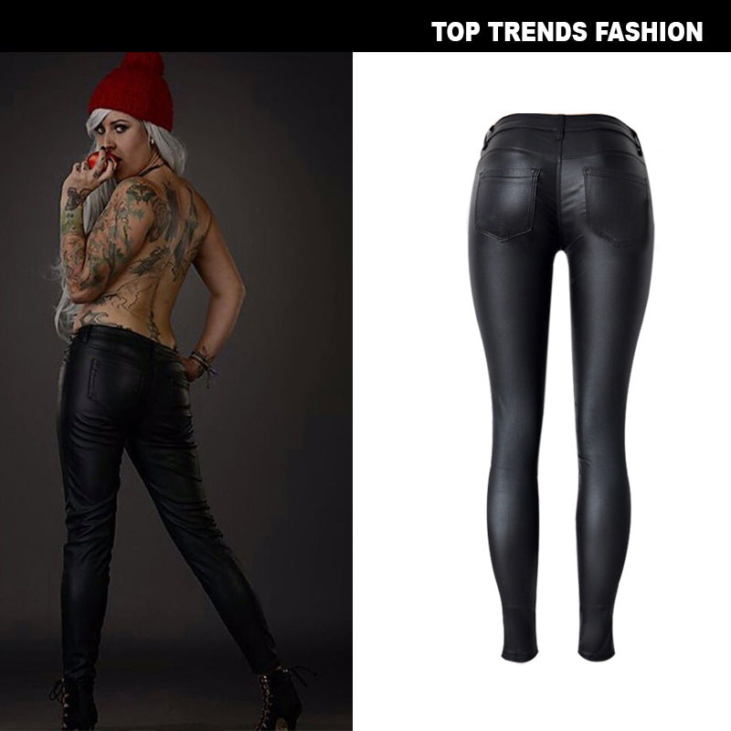 Women’s Faux Leather Denim Skinny Pants – Multi-Zip Motorcycle Style with Plus Size Options eprolo
