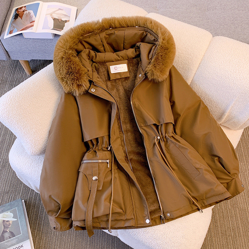 Fitzze Original Thin Down Cotton Jacket – Thick Fashionable Fur-Integrated Winter Coat for Women eprolo