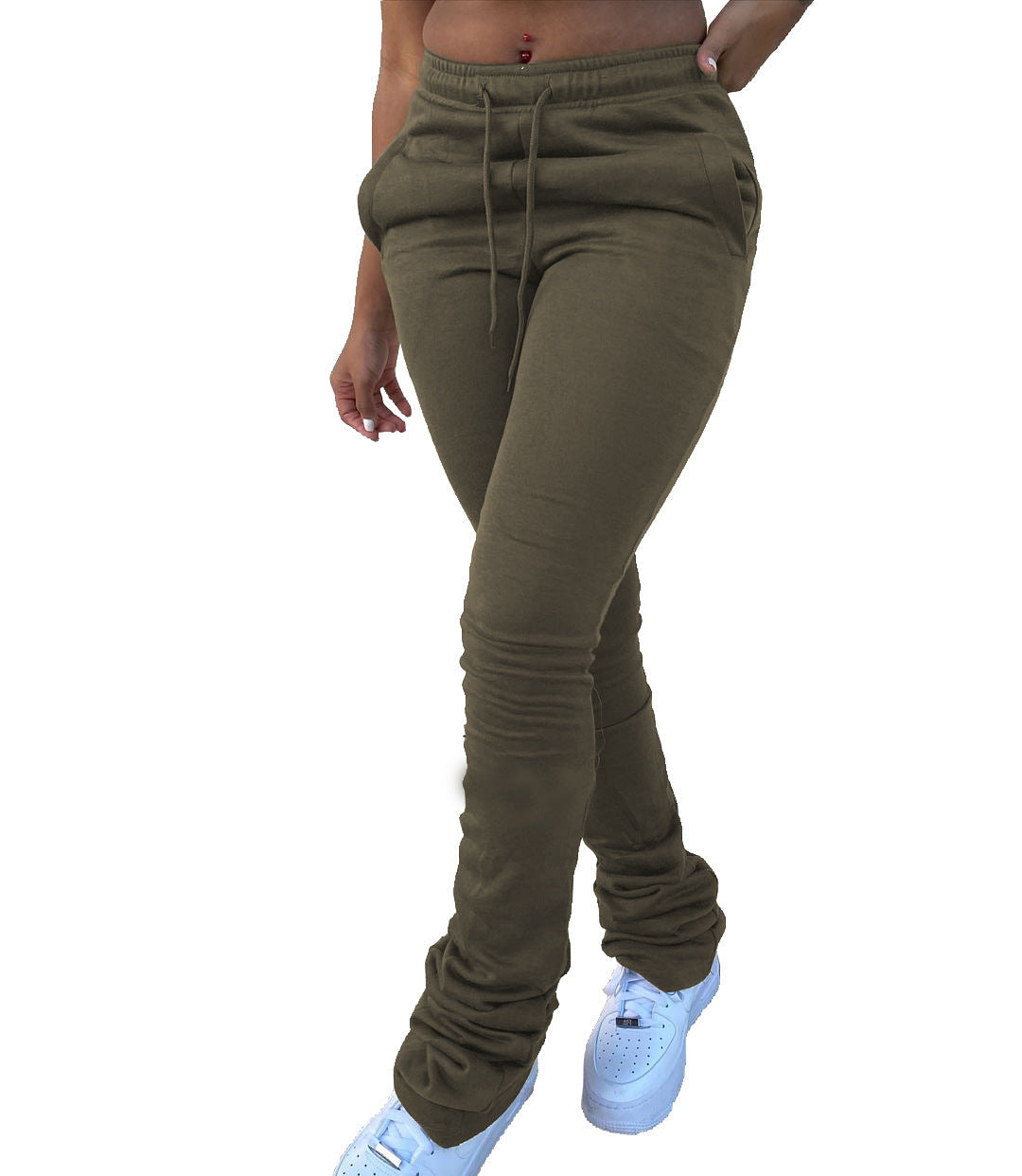 Faux Denim Print Drawstring Pants – Stylish Elastic Waist Casual Trousers for Women eprolo