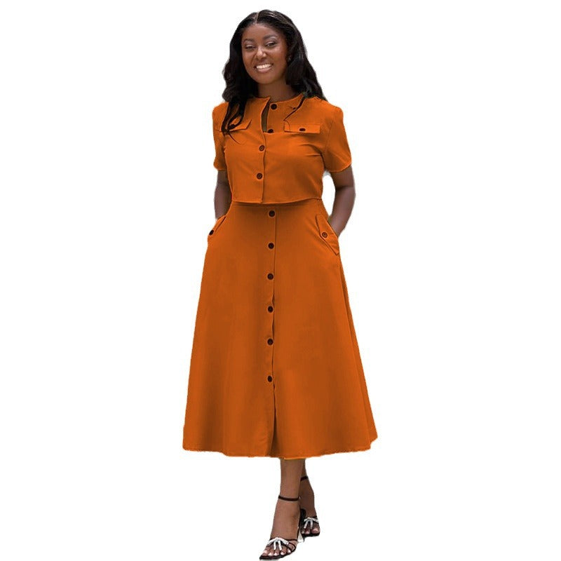 Temperament Round Neck Top & High Waisted Skirt Set | Fitzze eprolo
