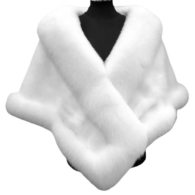 Luxury Fur Women’s Poncho – Fluffy Plush Shawl & Cape Coat for Evening, Wedding & Banquet Events eprolo
