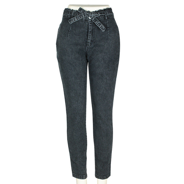 High Waist Jeans Women Streetwear Bandage Denim Plus Size Jeans Femme Pencil Pants Skinny Jeans - FITzzE