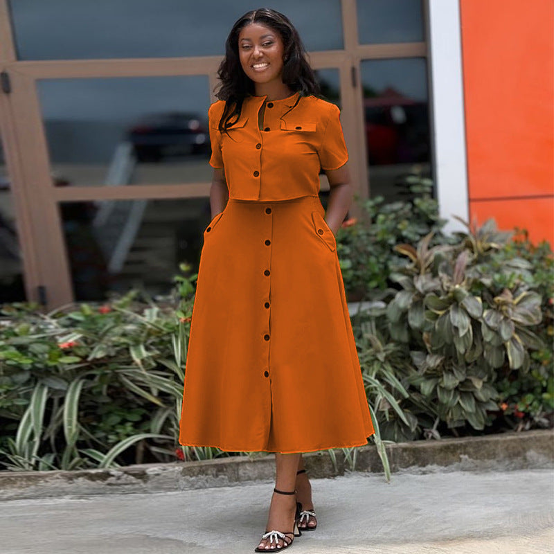Temperament Round Neck Top & High Waisted Skirt Set | Fitzze eprolo