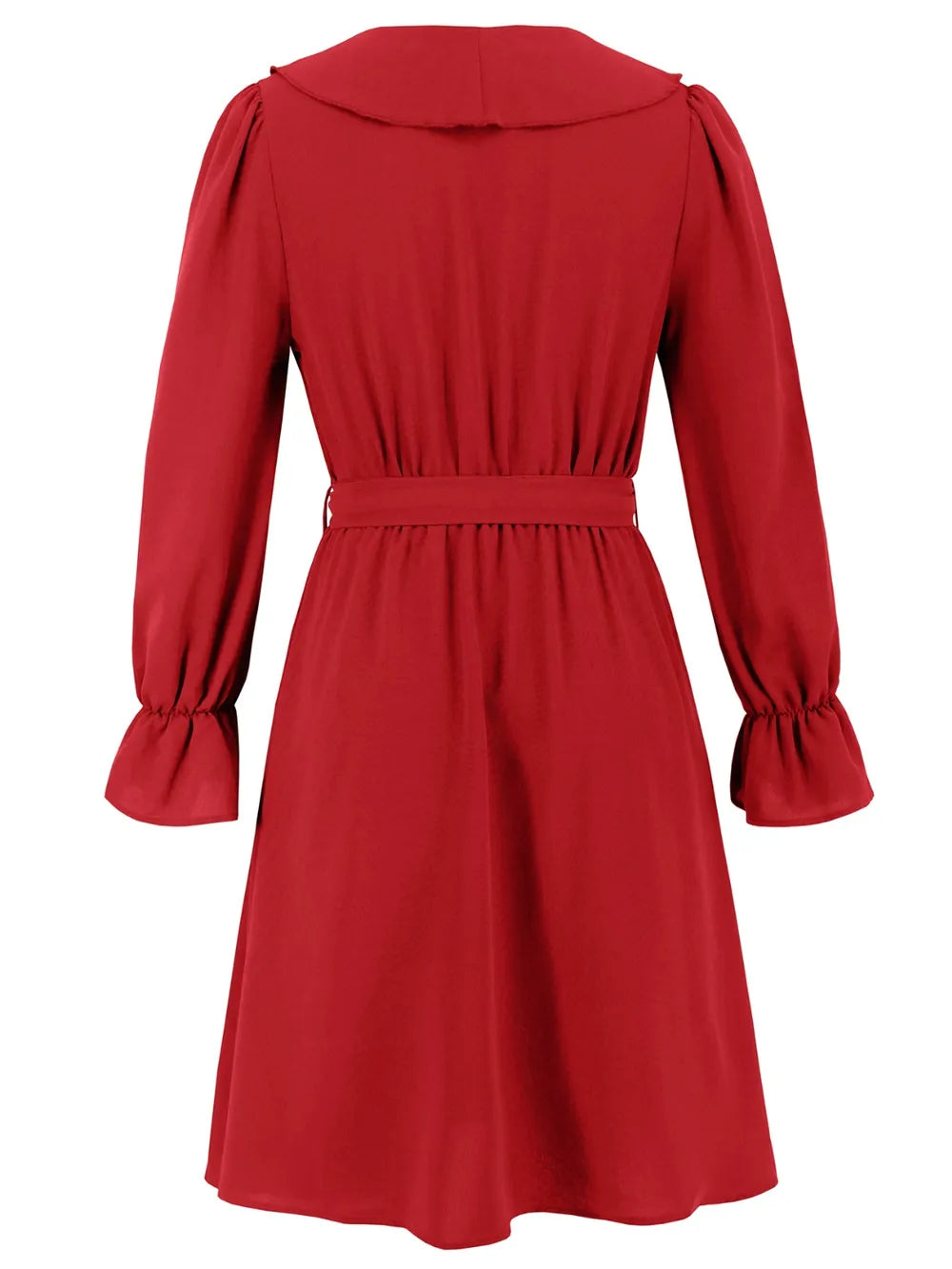 Ruffled V-Neck Flounce Sleeve Dress -Elegant and Feminine Style for Any Occasion - FITzzE