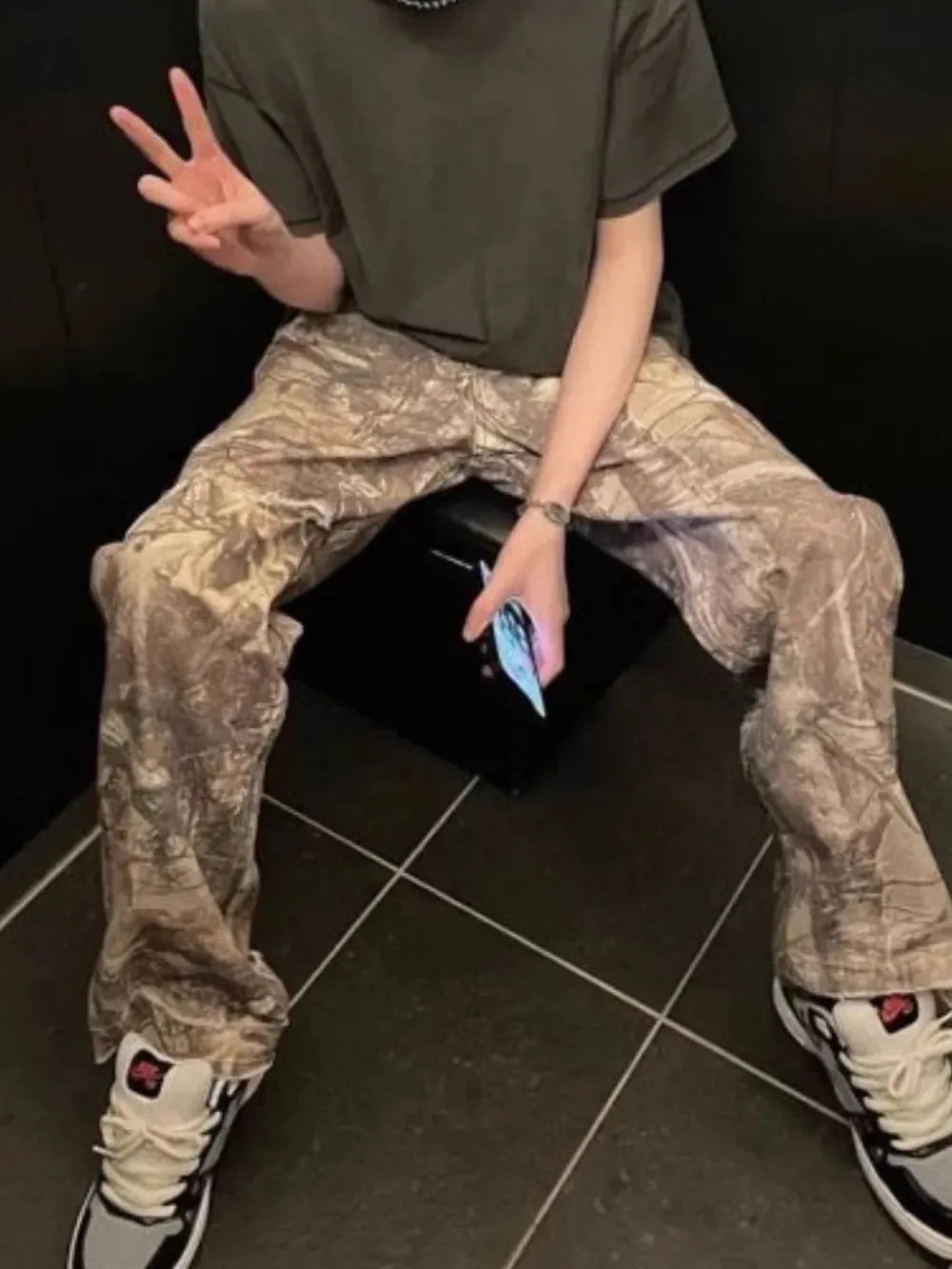 Men’s Twig Camouflage Distressed Jeans – Rugged Streetwear Denim for a Bold Urban Look eprolo