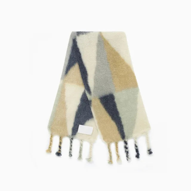 Scarf Women Men Winter Blanket Shawl Wraps Warm Mohair Scarves Geometry Print Cashmere - FITzzE