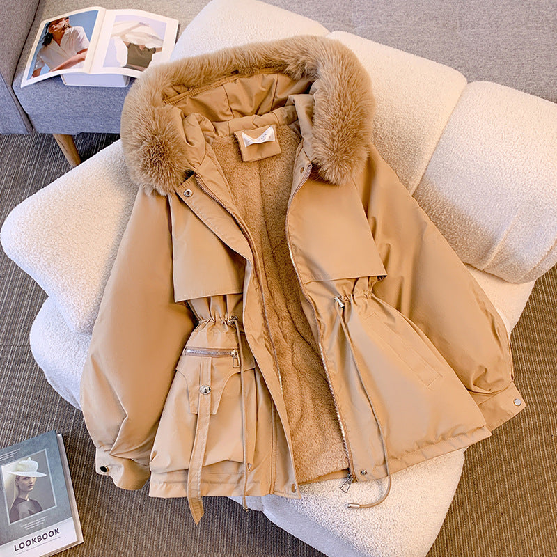Fitzze Original Thin Down Cotton Jacket – Thick Fashionable Fur-Integrated Winter Coat for Women eprolo