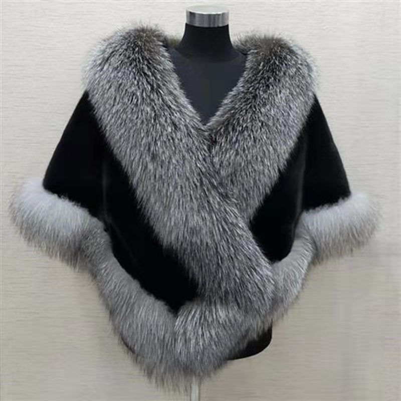 Luxury Fur Women’s Poncho – Fluffy Plush Shawl & Cape Coat for Evening, Wedding & Banquet Events eprolo
