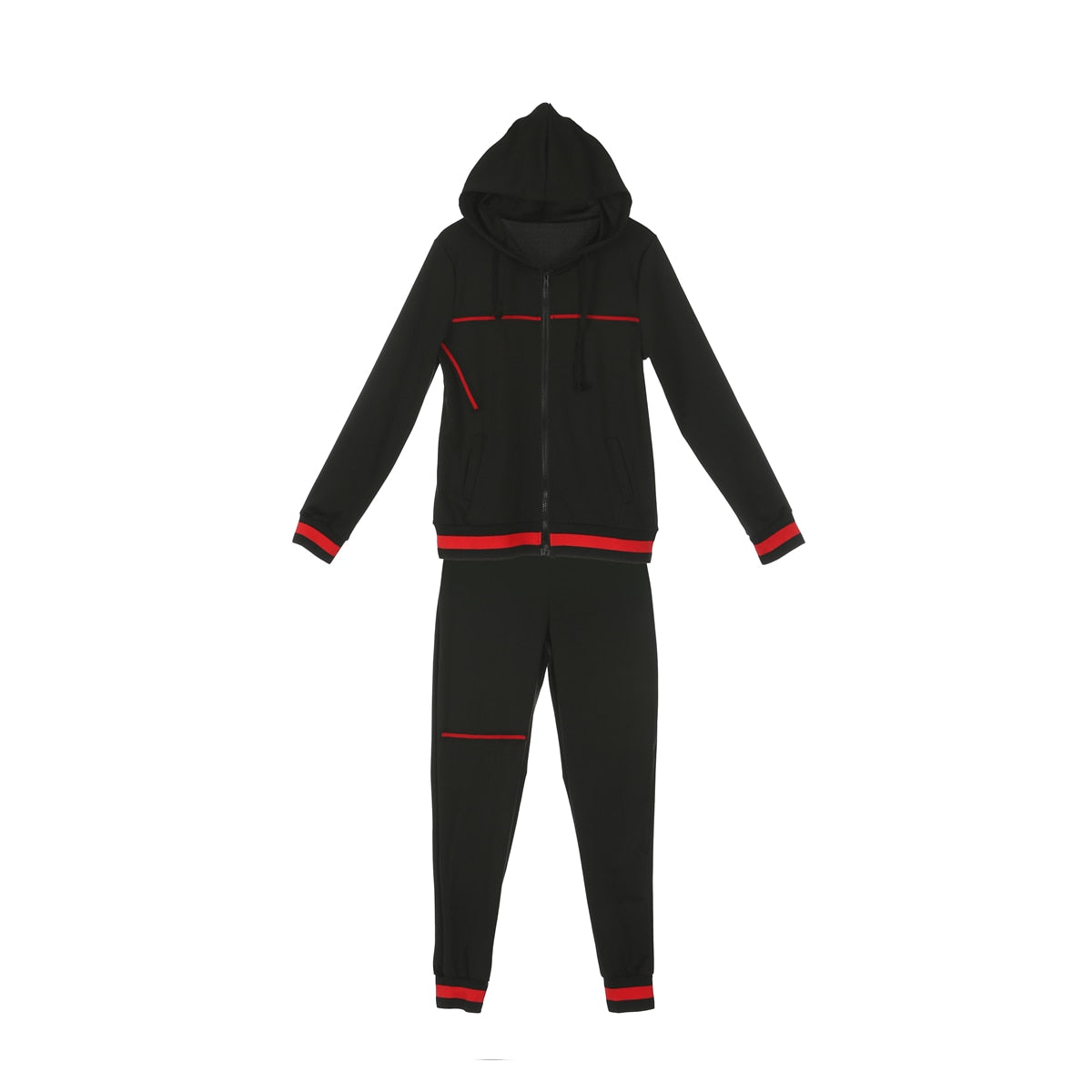 Autumn Women's Sportswear 2pcs Women's Hooded Long Sleeve Zip Crop Tops Long Pants Trousers Loose Casual Clothes Set - FITzzE