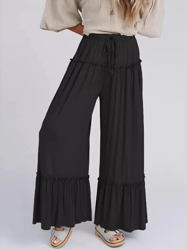 Casual pants for women with drawstring and wide leg pants for women - FITzzE
