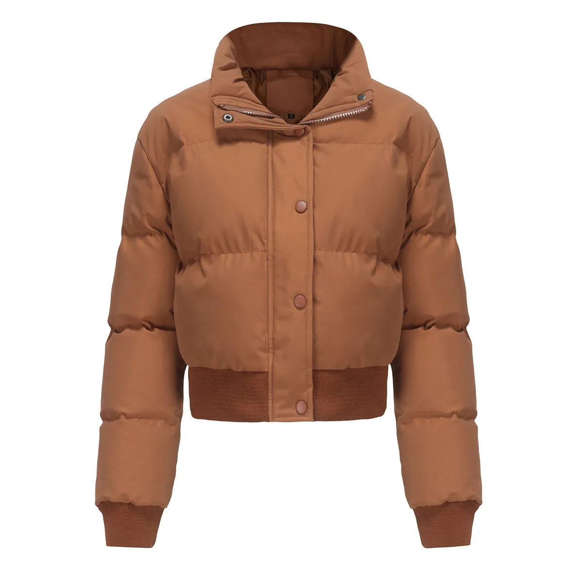 Short Cotton Jacket for Women – Loose, Warm, Long-Sleeve High Neck Casual Outerwear eprolo