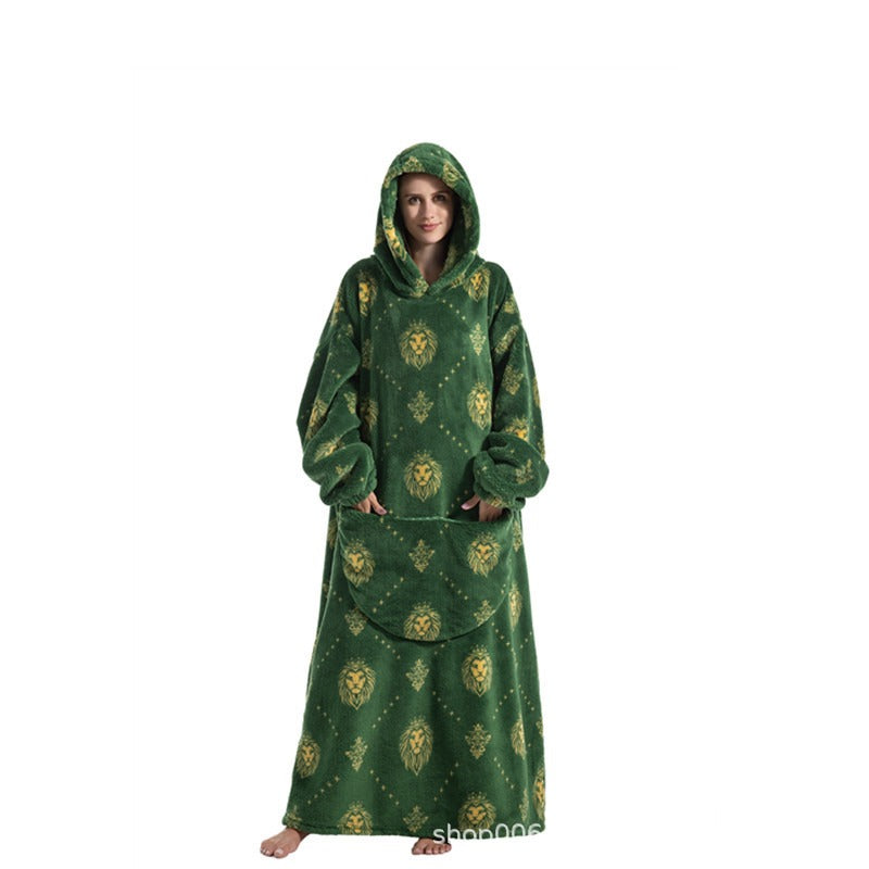 Super Long Flannel Blanket with Sleeves Winter Hoodies Sweatshirt Pullover Fleece Giant Wearable Blanket Hoodie Oversized - FITzzE