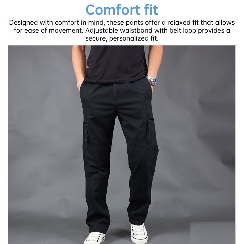 Men’s Cotton Cargo Overalls – Multi-Pocket Straight-Leg Baggy Trousers for Camping & Hiking eprolo