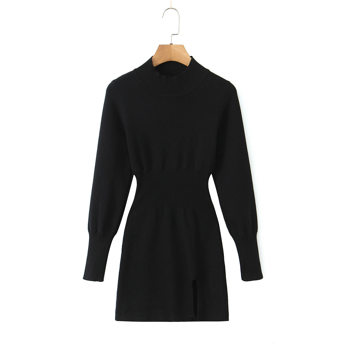 American spicy girl sexy pure desire hip hugging short skirt, half high neck split knit dress eprolo