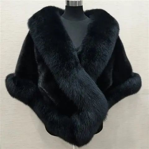 Luxury Fur Women’s Poncho – Fluffy Plush Shawl & Cape Coat for Evening, Wedding & Banquet Events eprolo