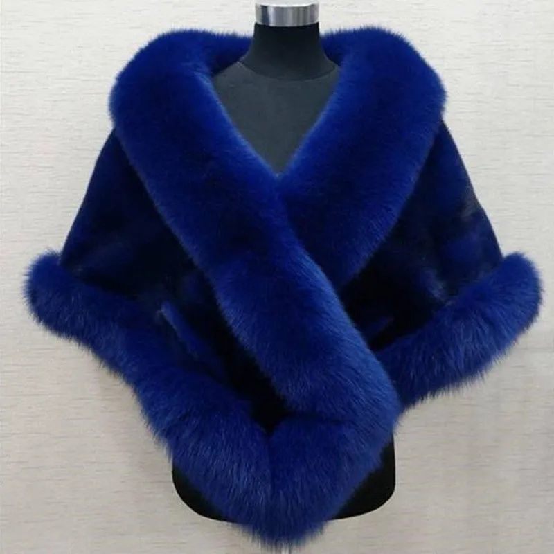 Luxury Fur Women’s Poncho – Fluffy Plush Shawl & Cape Coat for Evening, Wedding & Banquet Events eprolo