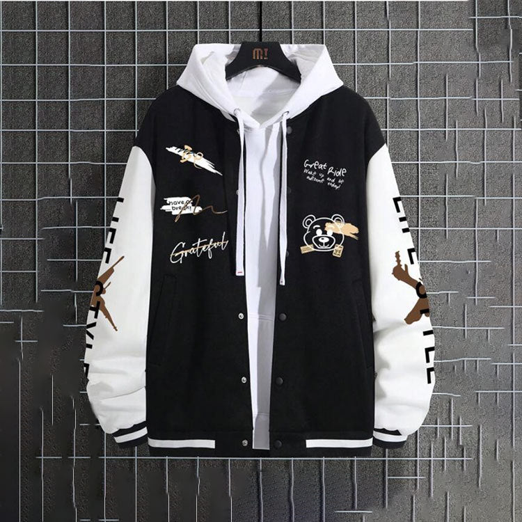 Men's baseball jacket, spring and autumn trendy brand American high street hooligan handsome youth men's loose casual jacket for men - FITzzE