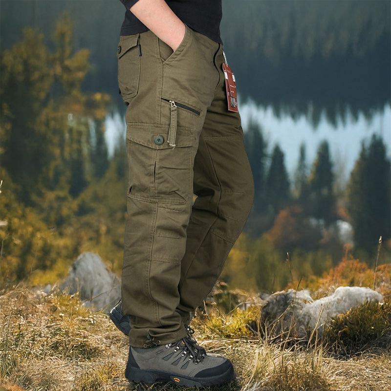 Men’s Cotton Cargo Overalls – Multi-Pocket Straight-Leg Baggy Trousers for Camping & Hiking eprolo