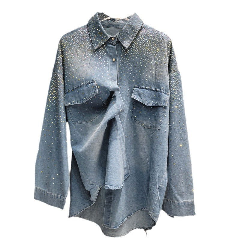 Loose Heavy-Duty Hot Stamping Shirt – Stylish Medium-to-Long Top for a Bold Streetwear Look eprolo
