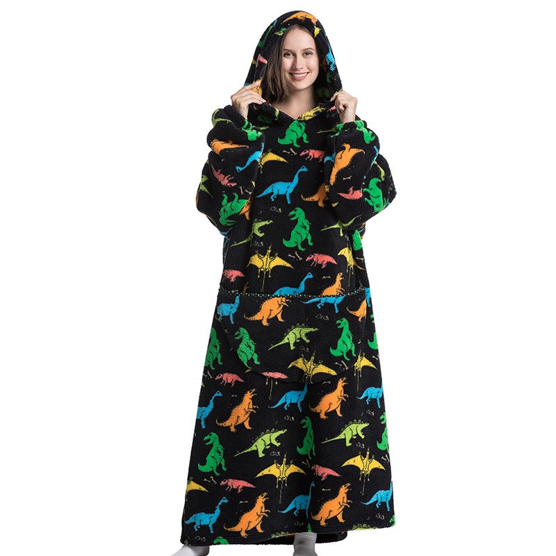 Super Long Flannel Blanket with Sleeves Winter Hoodies Sweatshirt Pullover Fleece Giant Wearable Blanket Hoodie Oversized - FITzzE