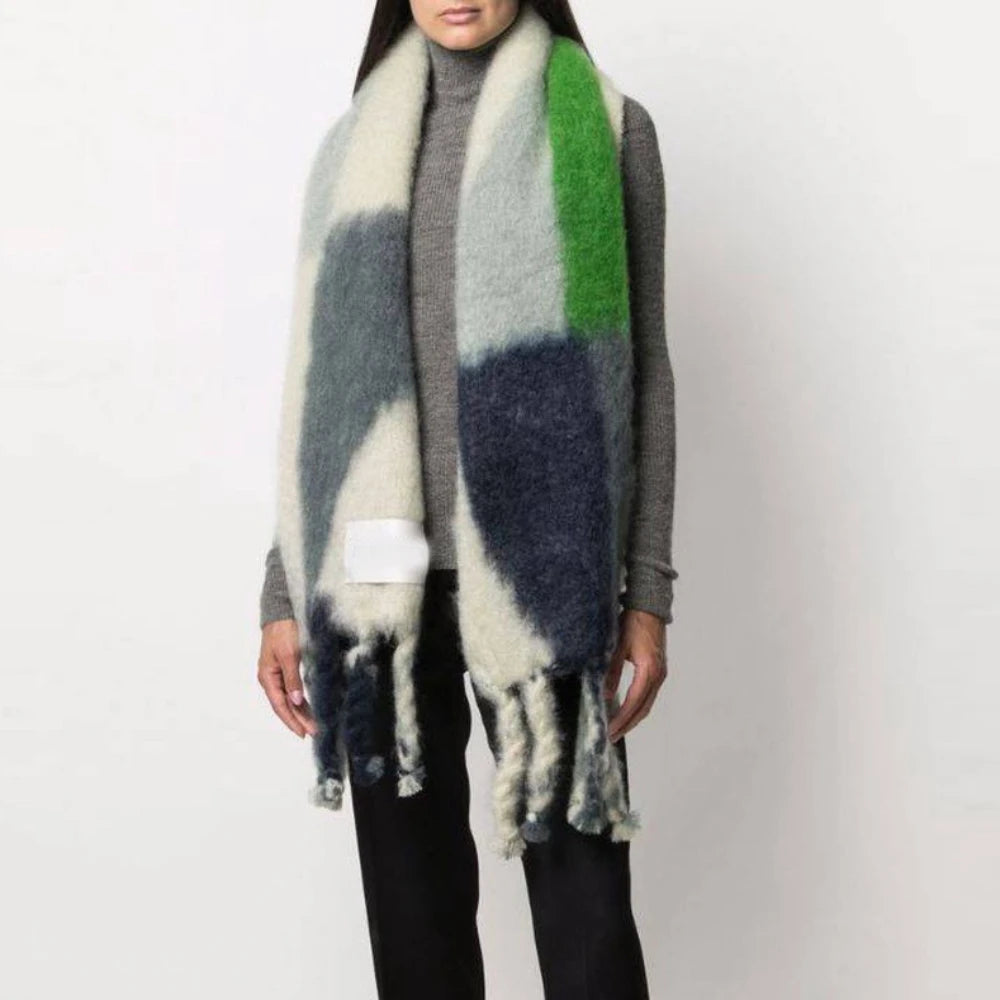 Scarf Women Men Winter Blanket Shawl Wraps Warm Mohair Scarves Geometry Print Cashmere - FITzzE