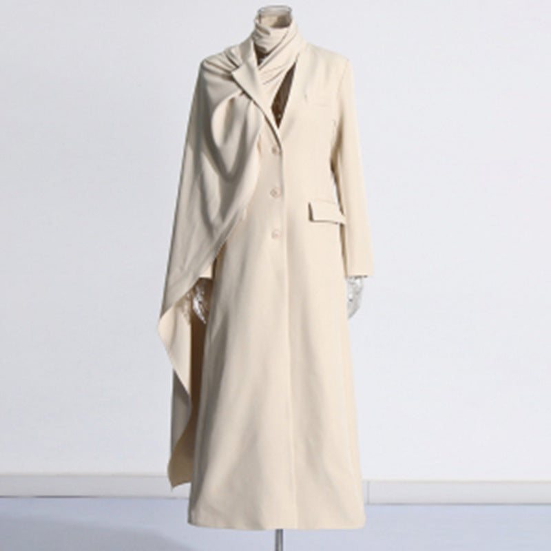 Autumn Elegant Slim Fit Lapel Windbreaker – Long Solid Color Casual Coat for Women eprolo