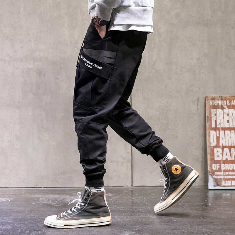 Single Road Mens Cargo Pants Urban Hip Hop Joggers Men Techwear Male Harajuku Streetwear Harem Casual Pants Trousers For Men - FITzzE