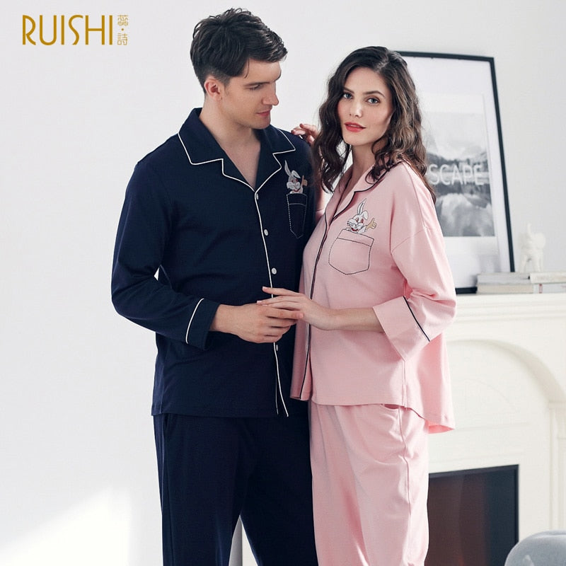 J&Q Arrival pajamas couple cotton pajama set men and women matching pajamas night suit mall high quality top brand sleepwear - FITzzE