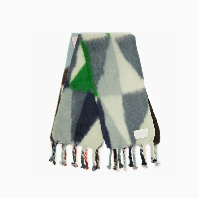 Scarf Women Men Winter Blanket Shawl Wraps Warm Mohair Scarves Geometry Print Cashmere - FITzzE