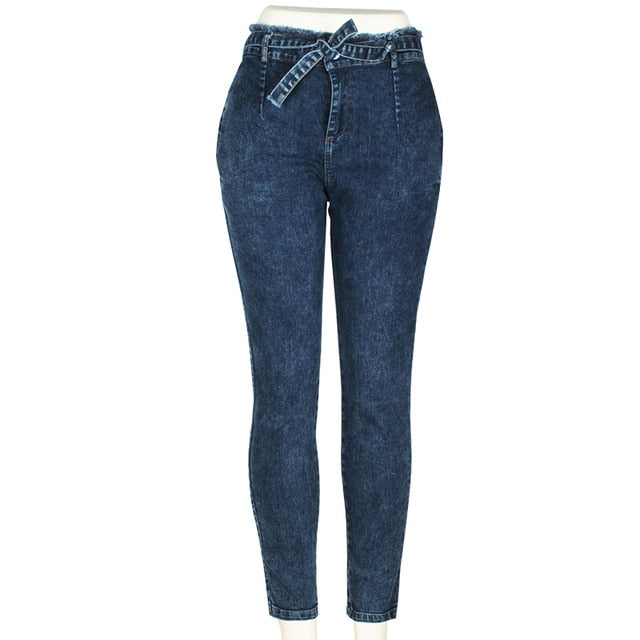 High Waist Jeans Women Streetwear Bandage Denim Plus Size Jeans Femme Pencil Pants Skinny Jeans - FITzzE