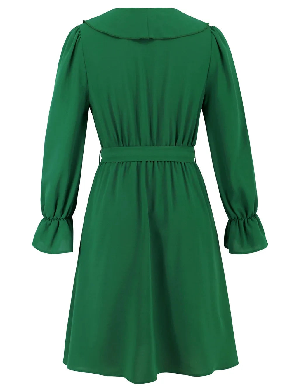 Ruffled V-Neck Flounce Sleeve Dress -Elegant and Feminine Style for Any Occasion - FITzzE