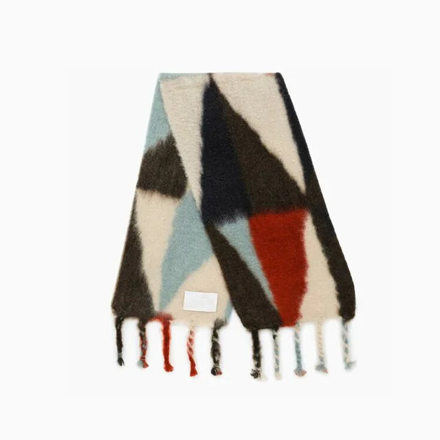 Scarf Women Men Winter Blanket Shawl Wraps Warm Mohair Scarves Geometry Print Cashmere - FITzzE