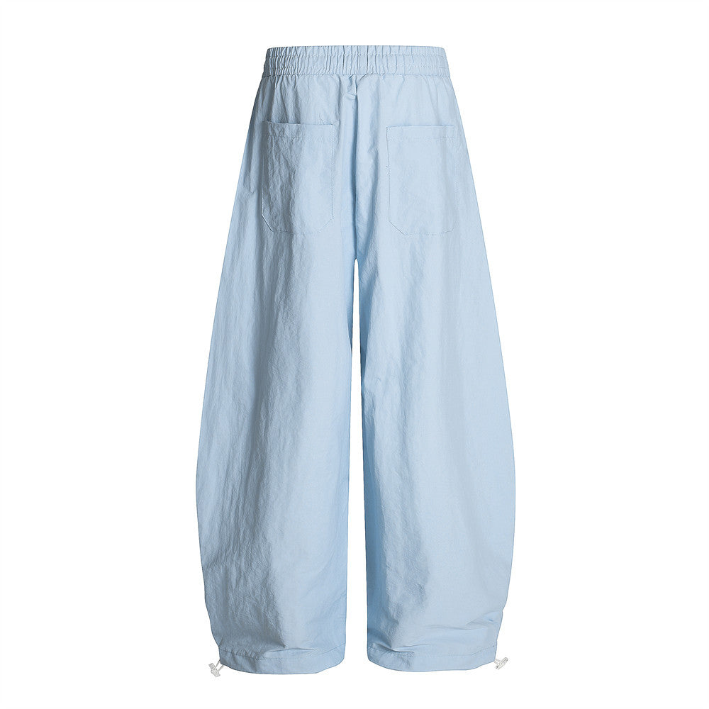 Wide-Leg Scissors Casual Pants with Pleated Design, Fun Conch Shell Embroidery, Loose-Fit Long Trousers for Men - FITzzE
