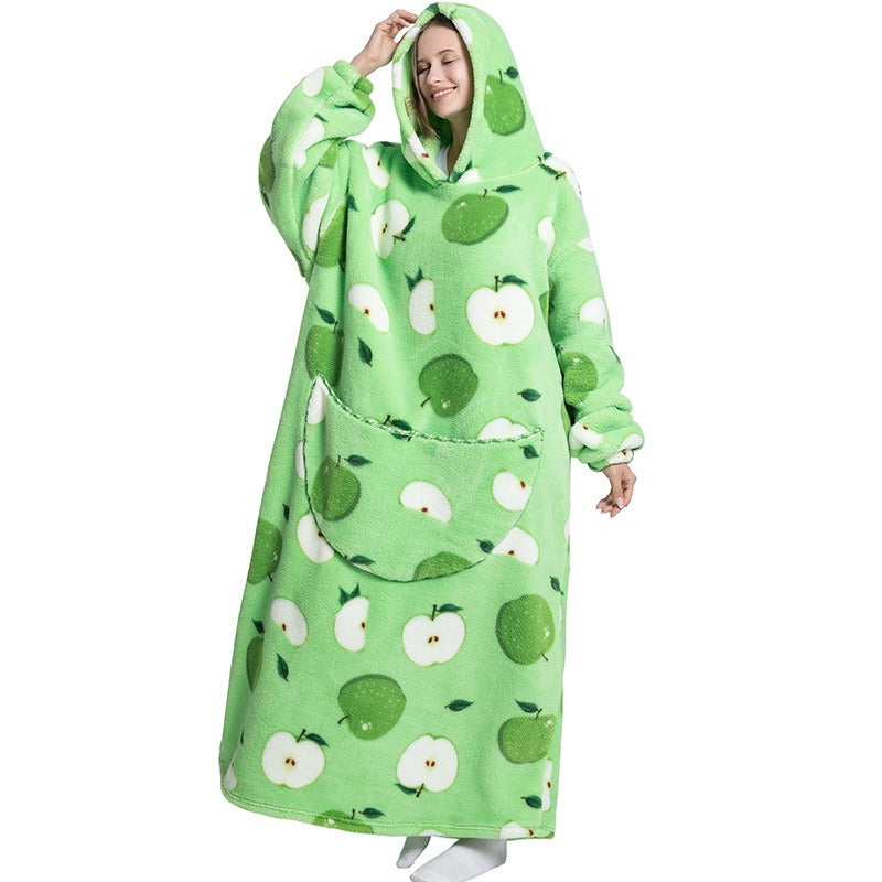 Super Long Flannel Blanket with Sleeves Winter Hoodies Sweatshirt Pullover Fleece Giant Wearable Blanket Hoodie Oversized - FITzzE
