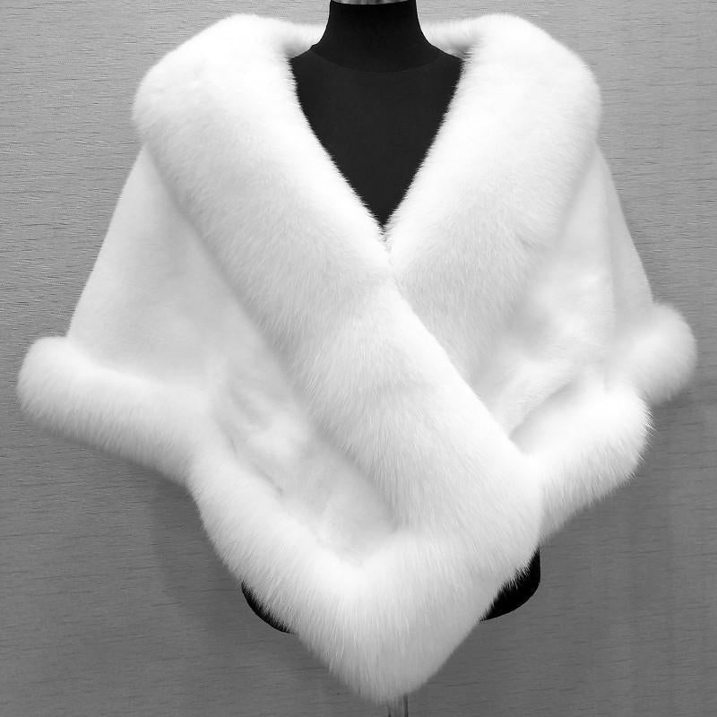 Luxury Fur Women’s Poncho – Fluffy Plush Shawl & Cape Coat for Evening, Wedding & Banquet Events eprolo