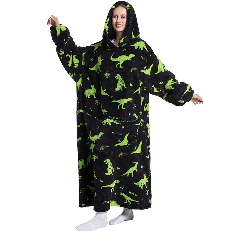 Super Long Flannel Blanket with Sleeves Winter Hoodies Sweatshirt Pullover Fleece Giant Wearable Blanket Hoodie Oversized - FITzzE