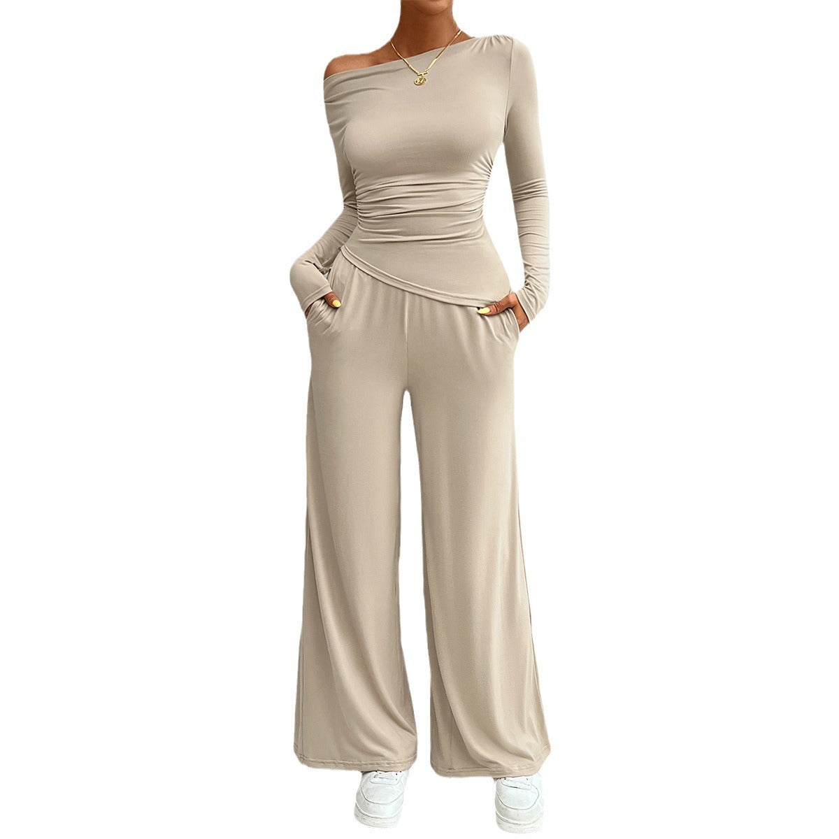 Y2K Long Sleeve Top & Wide Leg Pants Set – Chic Slim Fit Two-Piece for a Trendy Autumn/Winter Look eprolo