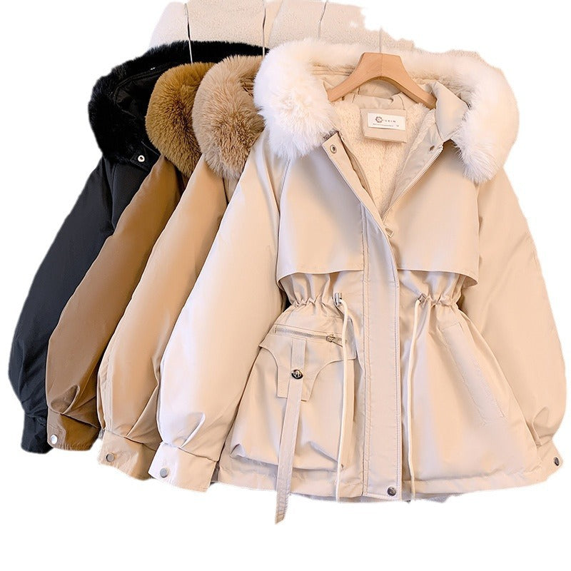 Fitzze Original Thin Down Cotton Jacket – Thick Fashionable Fur-Integrated Winter Coat for Women eprolo