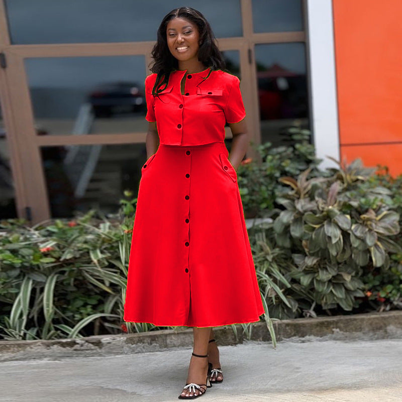 Temperament Round Neck Top & High Waisted Skirt Set | Fitzze eprolo
