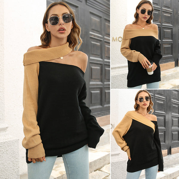 Design Sense Loose Knit Sweater -Stylish Autumn & Winter Long Sleeve Sweater for Women - FITzzE