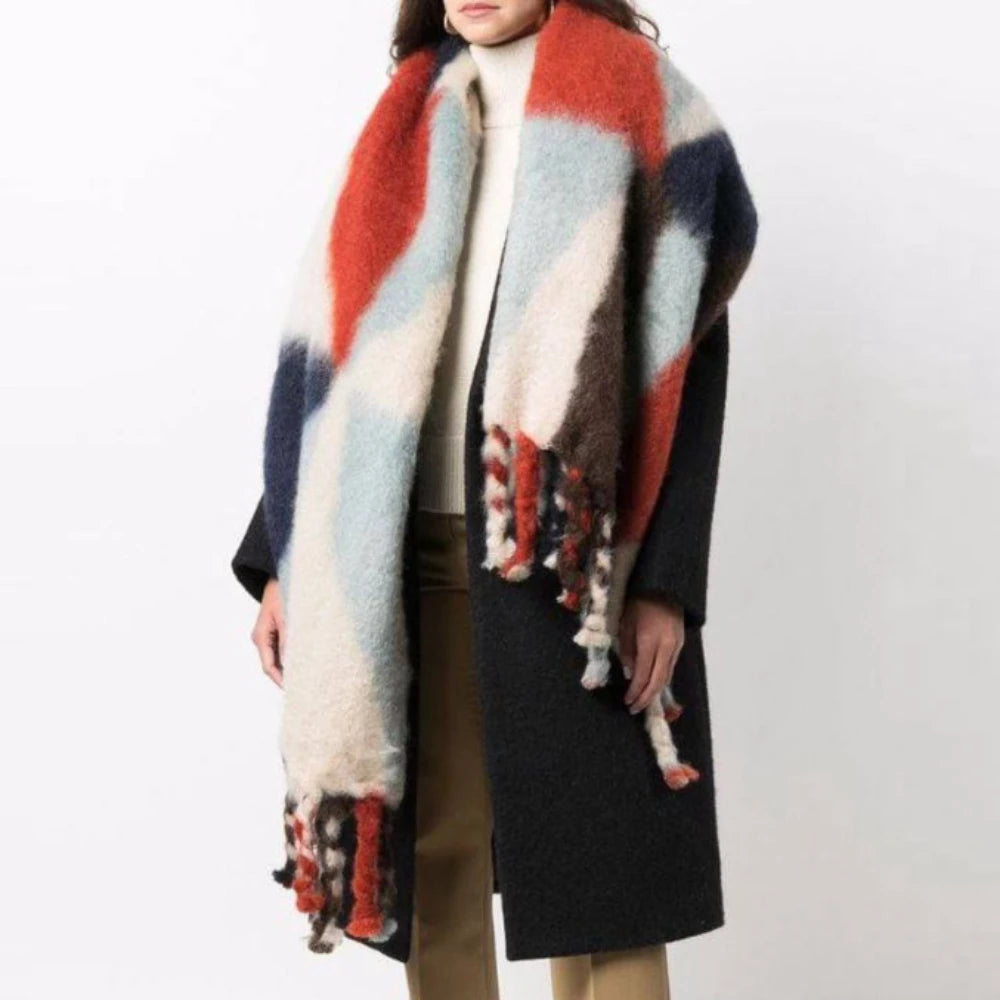 Scarf Women Men Winter Blanket Shawl Wraps Warm Mohair Scarves Geometry Print Cashmere - FITzzE