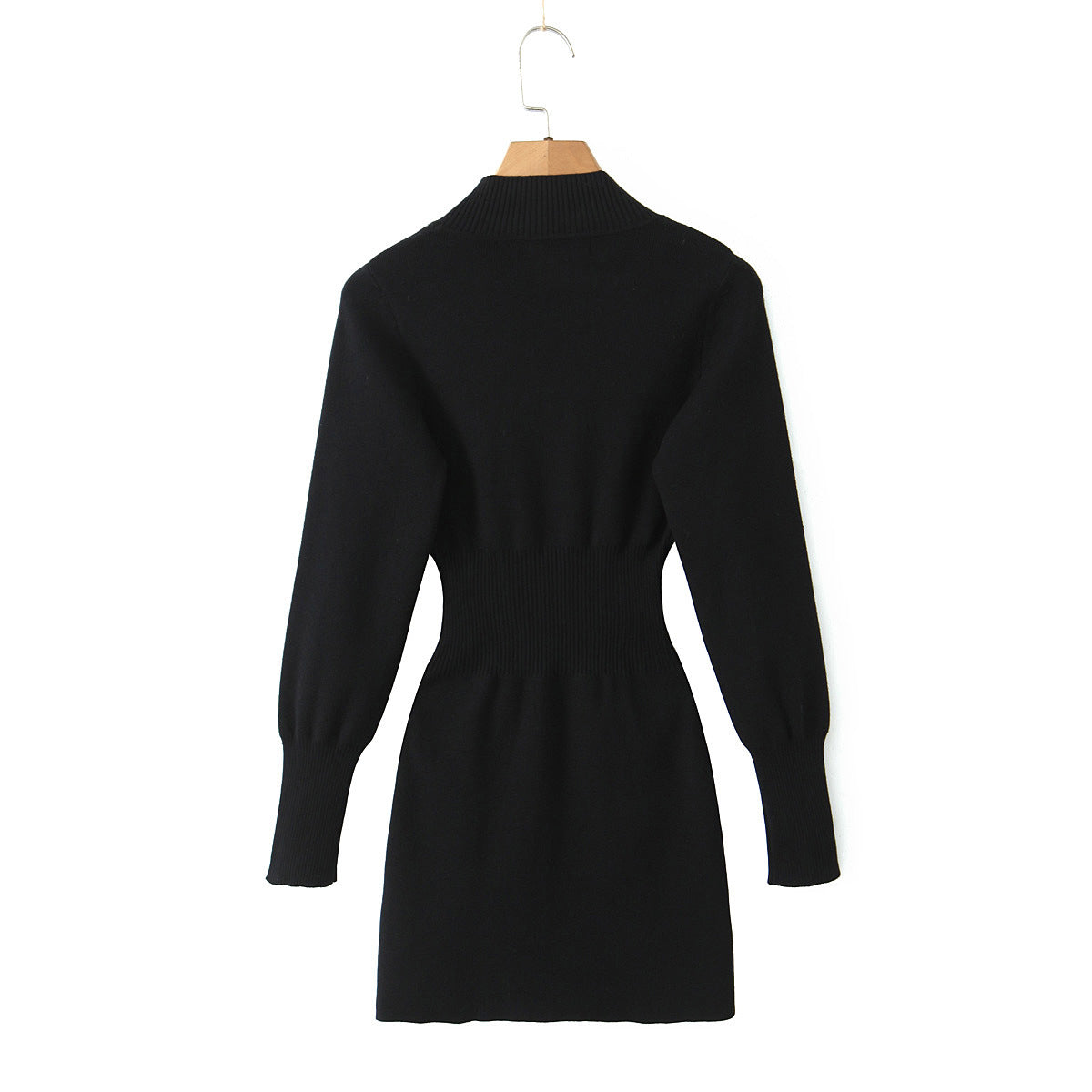 American spicy girl sexy pure desire hip hugging short skirt, half high neck split knit dress eprolo