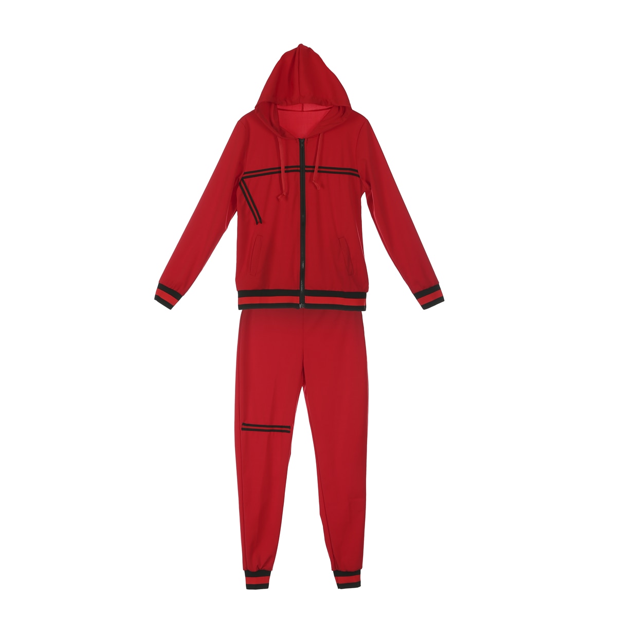 Autumn Women's Sportswear 2pcs Women's Hooded Long Sleeve Zip Crop Tops Long Pants Trousers Loose Casual Clothes Set - FITzzE