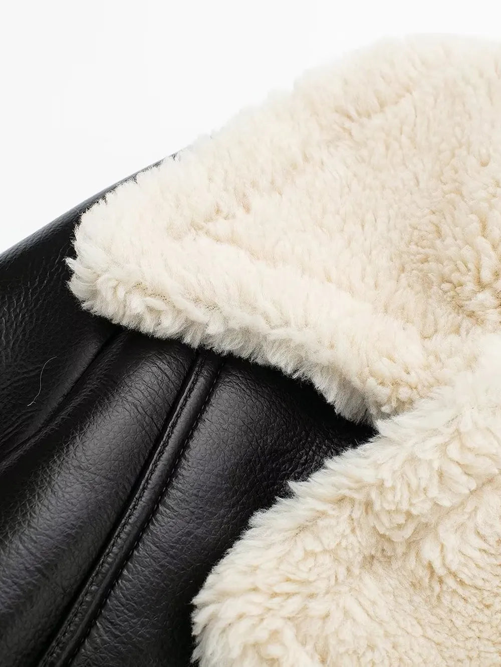 Collared Neck Plush Cropped Jacket ,Cozy Long Sleeve Outerwear for a Chic Winter Look - FITzzE