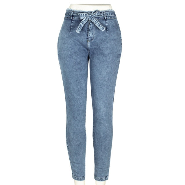 High Waist Jeans Women Streetwear Bandage Denim Plus Size Jeans Femme Pencil Pants Skinny Jeans - FITzzE