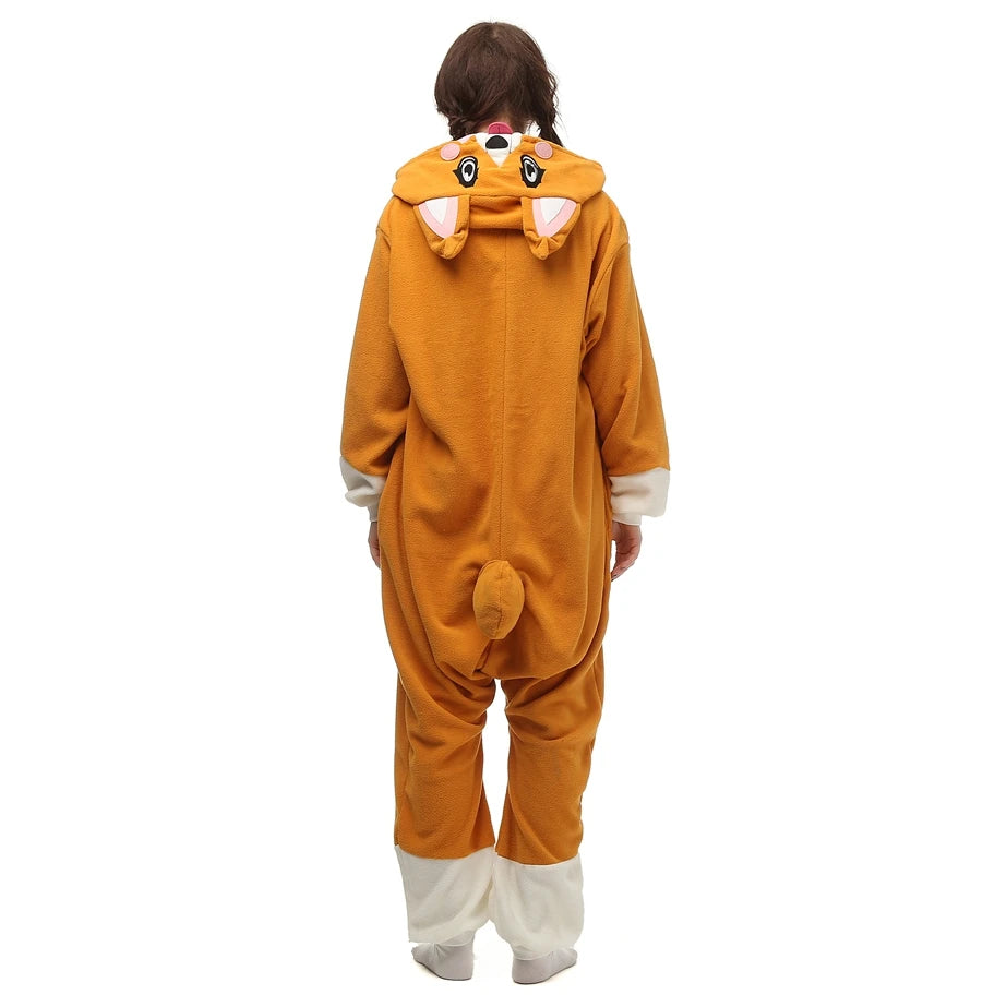 Adult Women Men Welsh Corgi Onesie Winter Warm Cute Dog Pajamas Cartoon Animal Halloween Cosplay Costumes Unisex Top - FITzzE