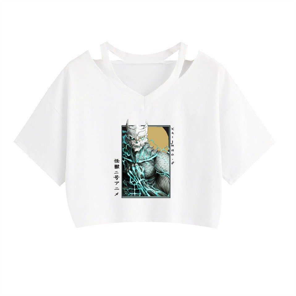 Anime Monster No.8 Printed Women's Strapless Crop Top Hoodie - FITzzE rghbeu-b4.myshopify.com Anime Monster No.8 Printed Women's Strapless Crop Top Hoodie