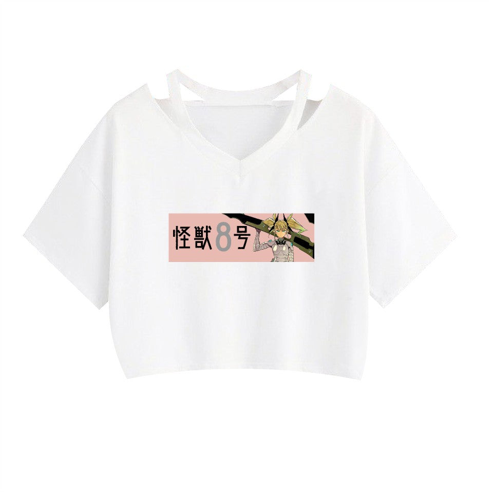 Anime Monster No.8 Printed Women's Strapless Crop Top Hoodie - FITzzE rghbeu-b4.myshopify.com Anime Monster No.8 Printed Women's Strapless Crop Top Hoodie