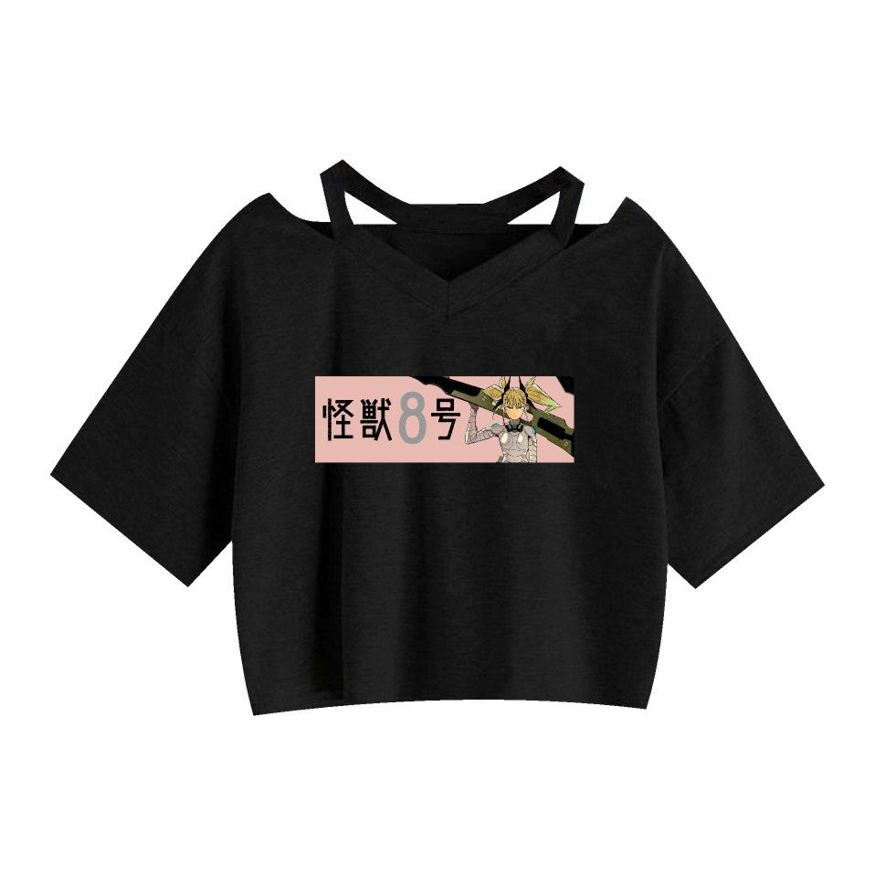 Anime Monster No.8 Printed Women's Strapless Crop Top Hoodie - FITzzE rghbeu-b4.myshopify.com Anime Monster No.8 Printed Women's Strapless Crop Top Hoodie