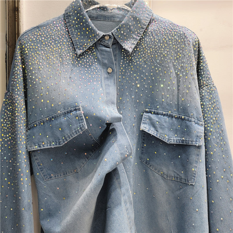 Loose Heavy-Duty Hot Stamping Shirt – Stylish Medium-to-Long Top for a Bold Streetwear Look eprolo